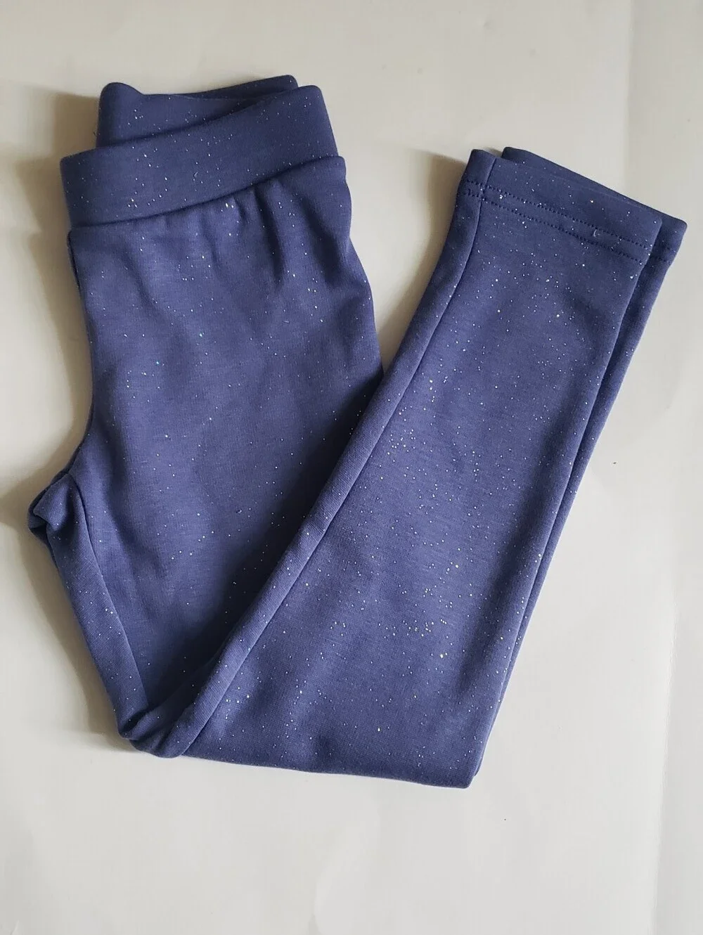 Old Navy Girls Cozy Fleece Sparkle Leggings - Blue/Silver Glitter